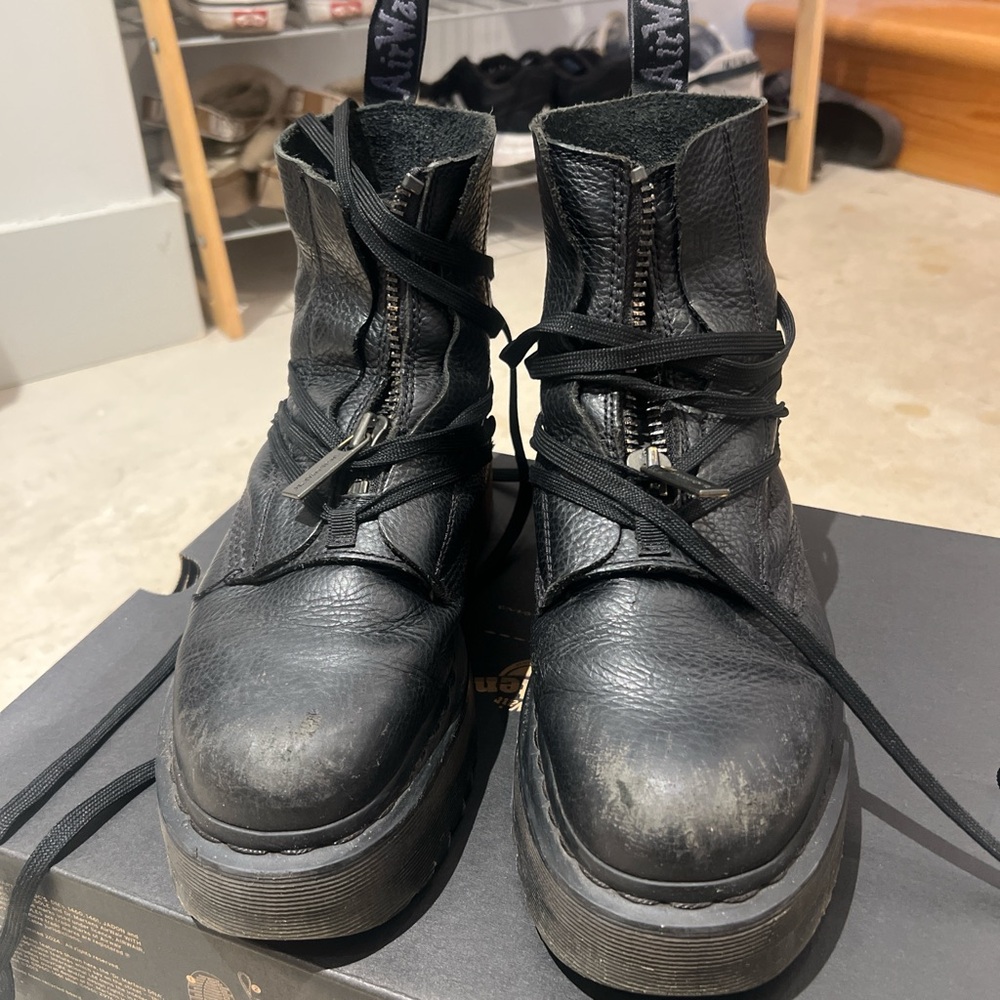 Dr. Martens Black Leather Platform Combat Boots